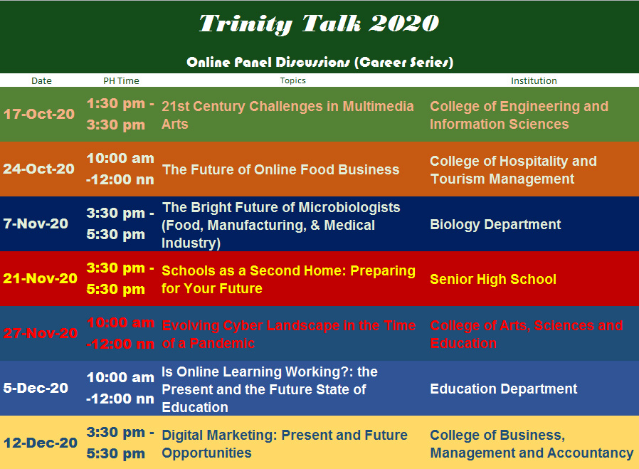 Schedule of Events Trinity University of Asia